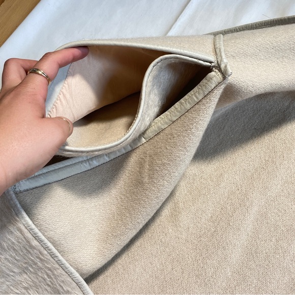 Sills Cream Color Mohair and Leather Reversible Cape with Pockets - Picture 9 of 16
